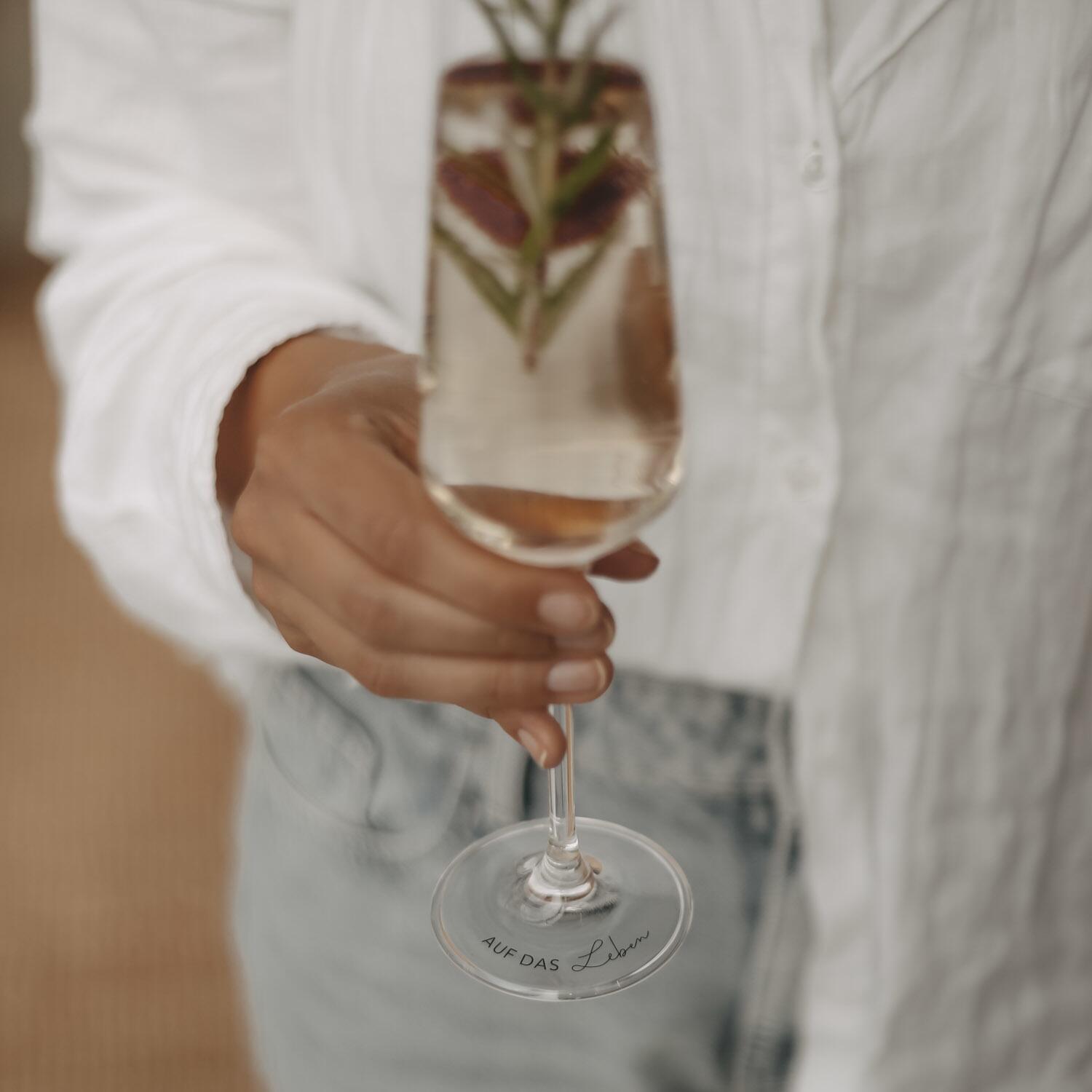 Sektglas "Auf das Leben" - 210 ml (Transparent)
