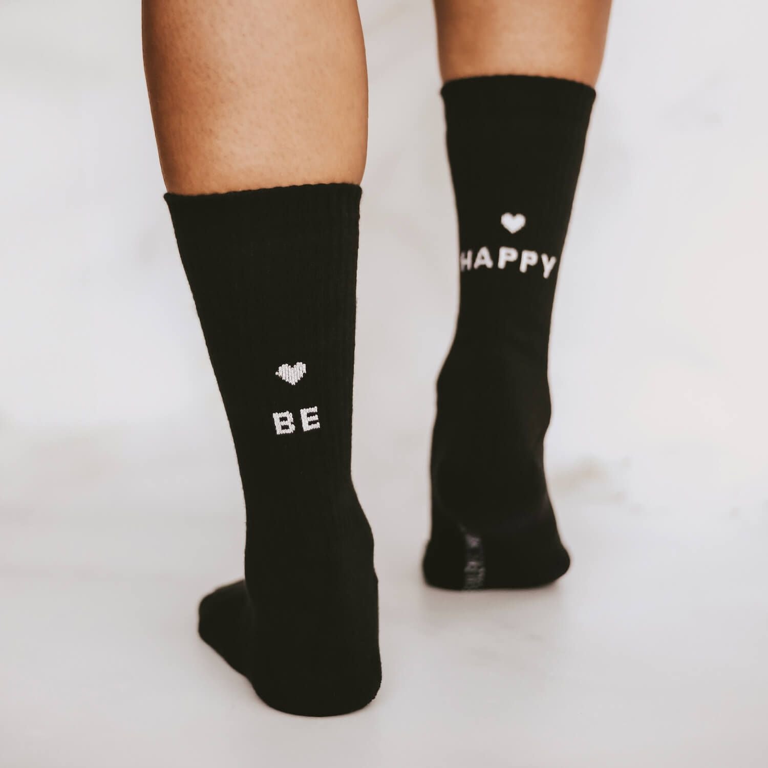 Socken "be happy" (Schwarz)