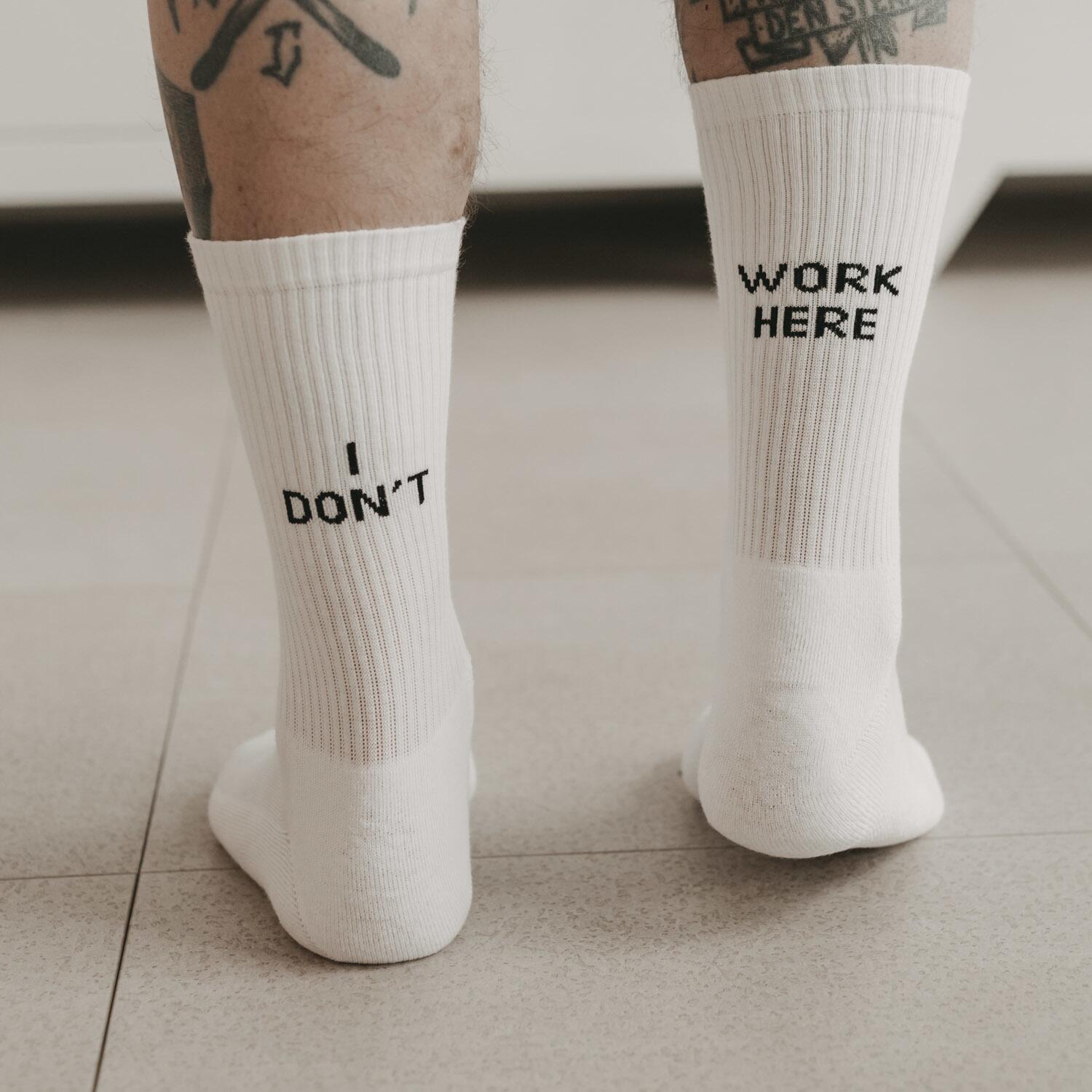 Socken "I don't work here" (Weiß)