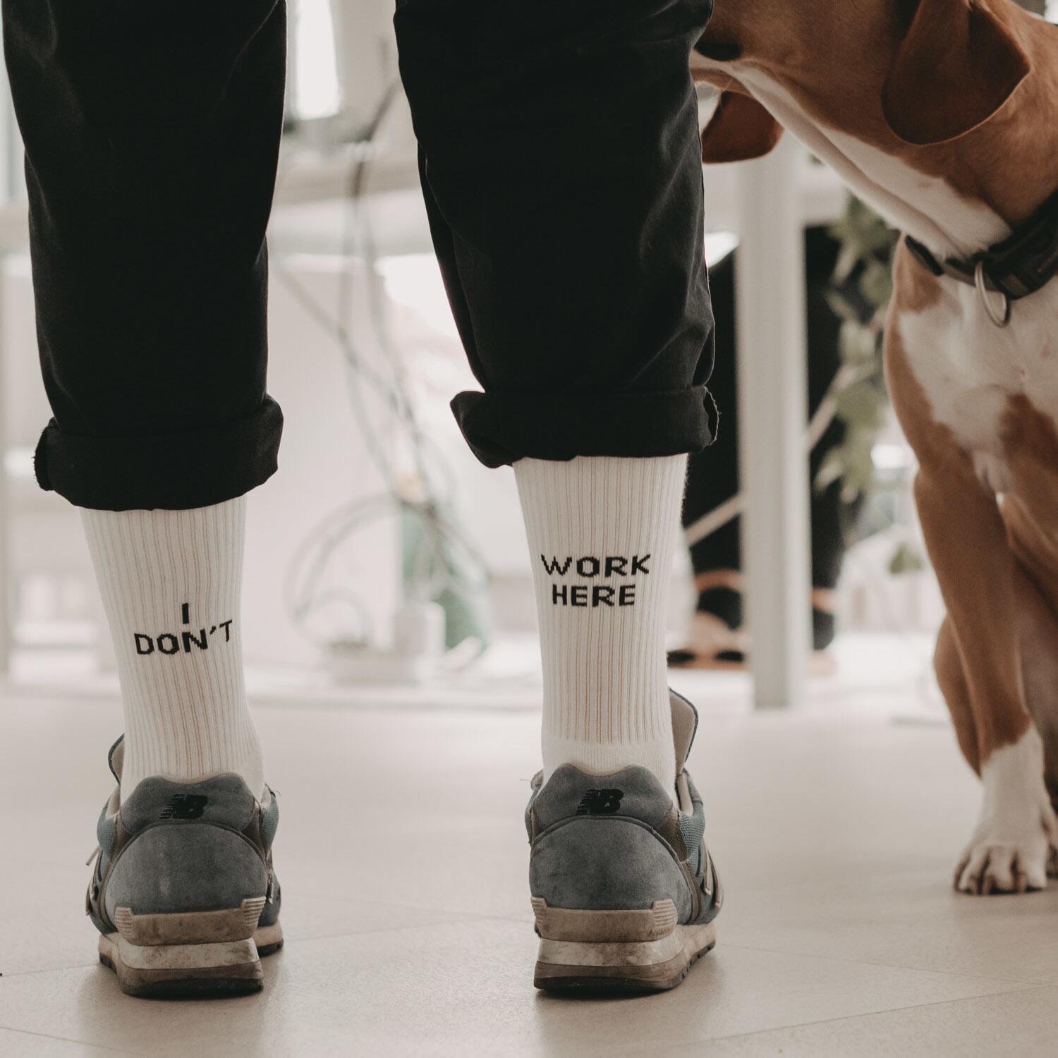 Socken "I don't work here" (Weiß)