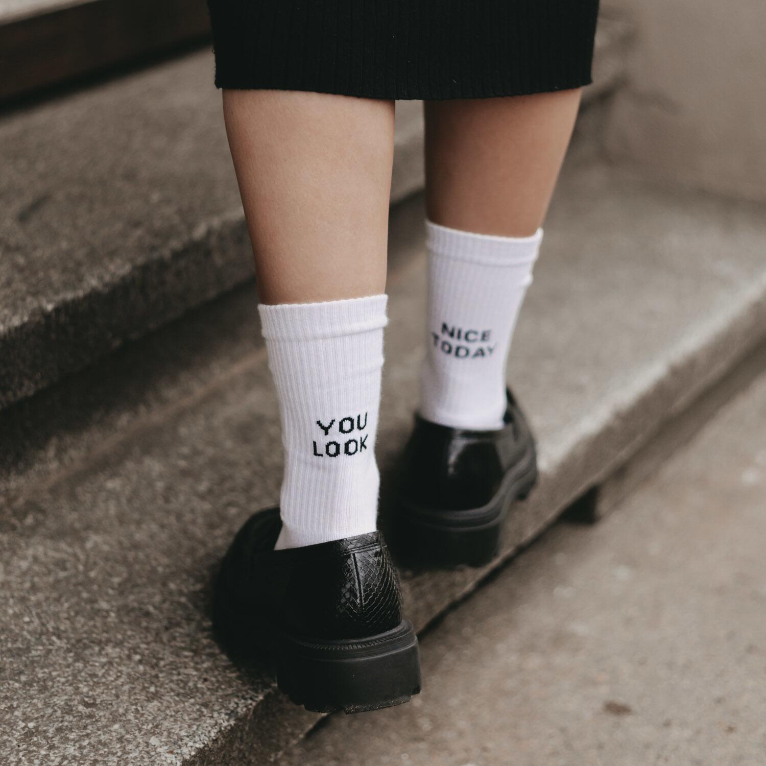 Socken "You look nice today" (Weiß)