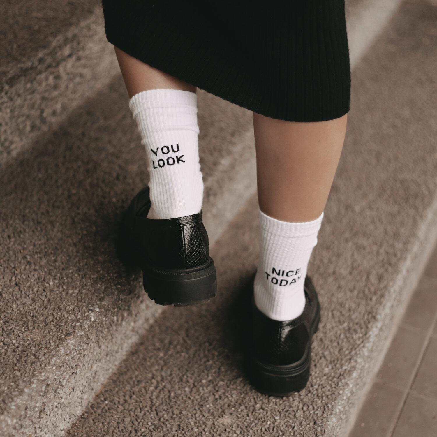 Socken "You look nice today" (Weiß)