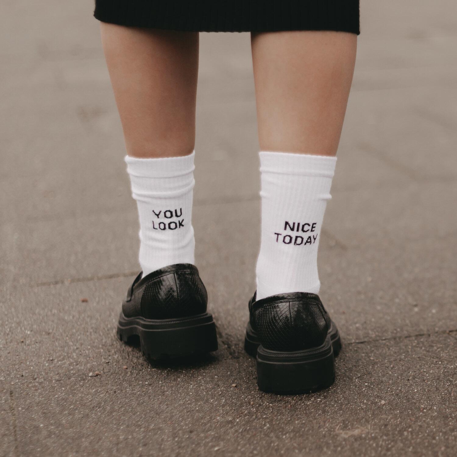 Socken "You look nice today" (Weiß)