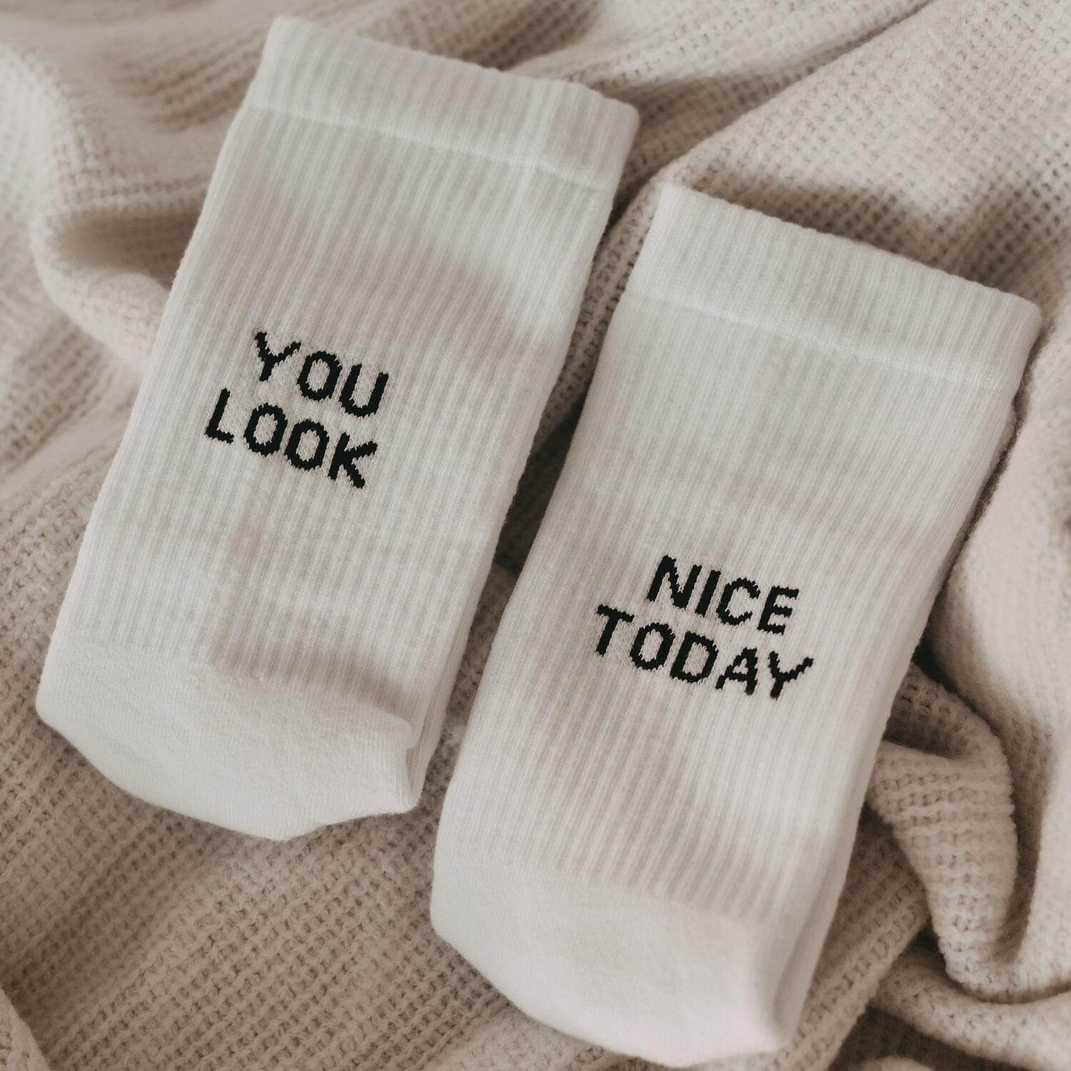 Socken "You look nice today" (Weiß)