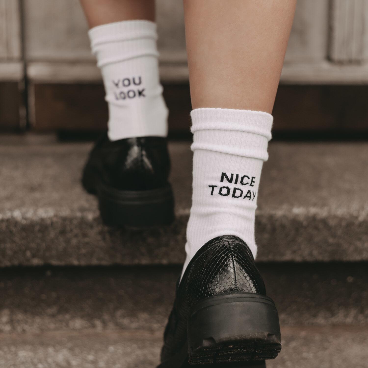 Socken "You look nice today" (Weiß)