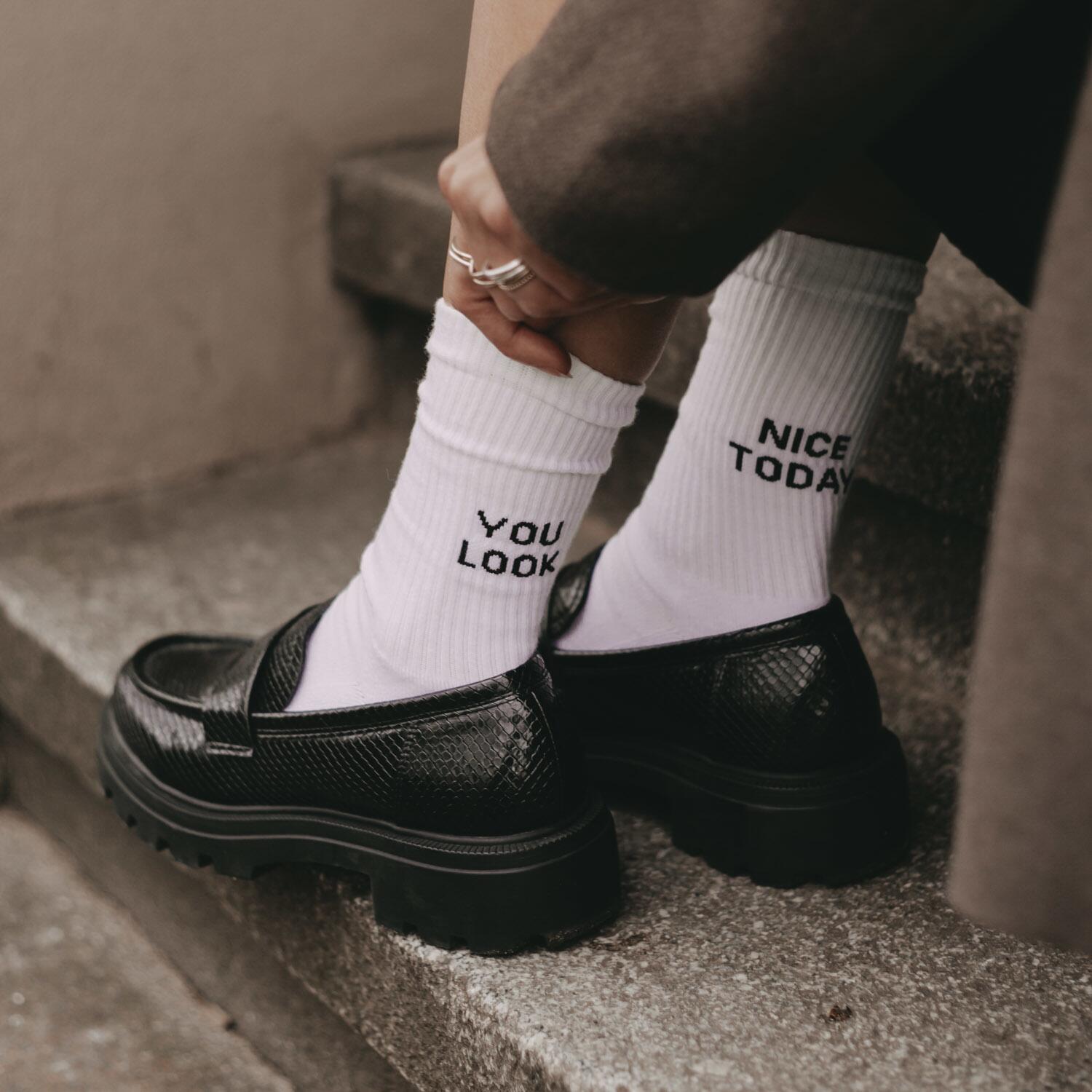Socken "You look nice today" (Weiß)