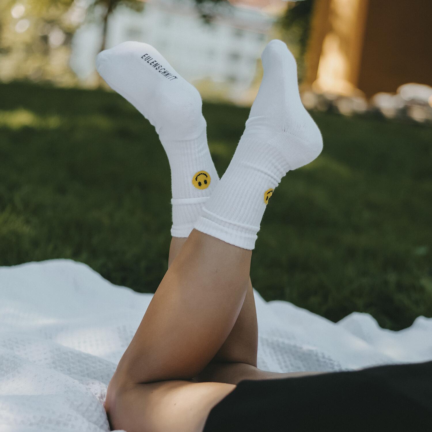 Socken "Smiley gelb" (Weiß)
