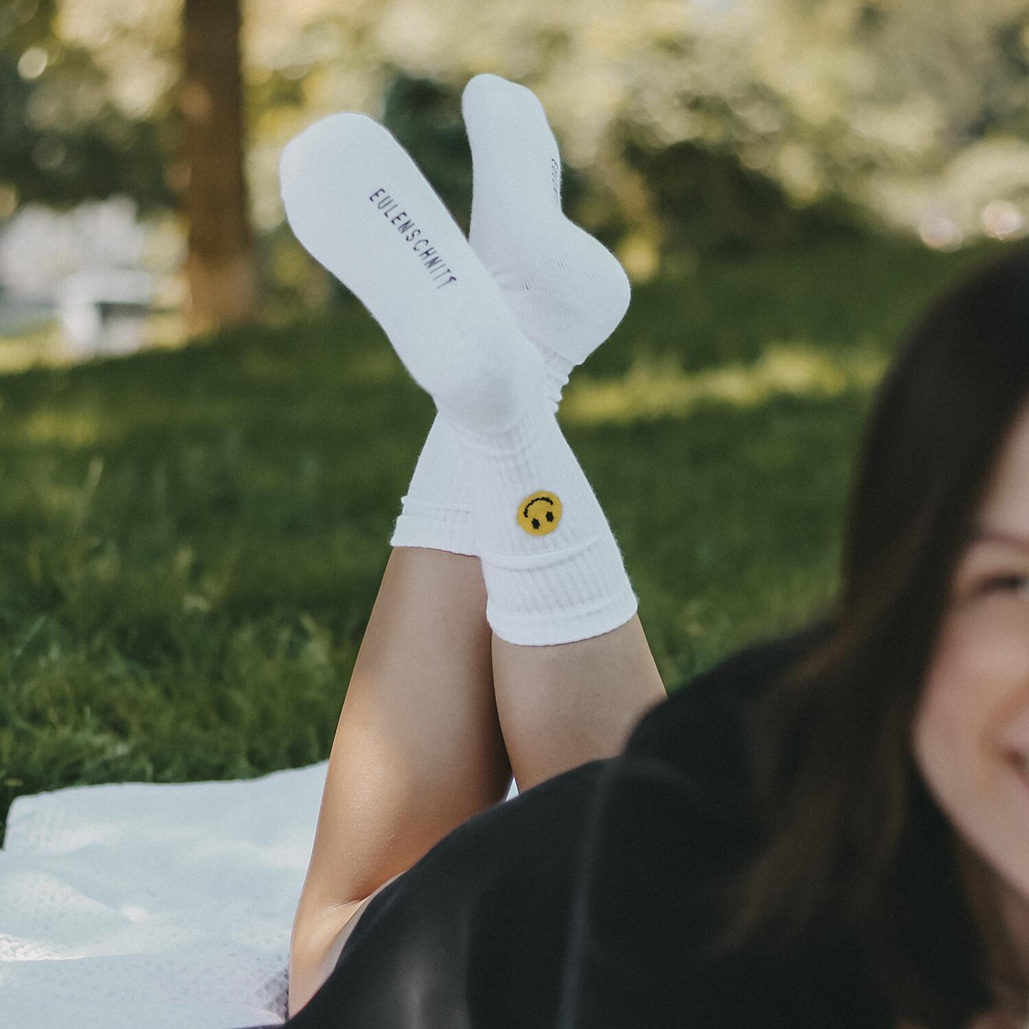 Socken "Smiley gelb" (Weiß)