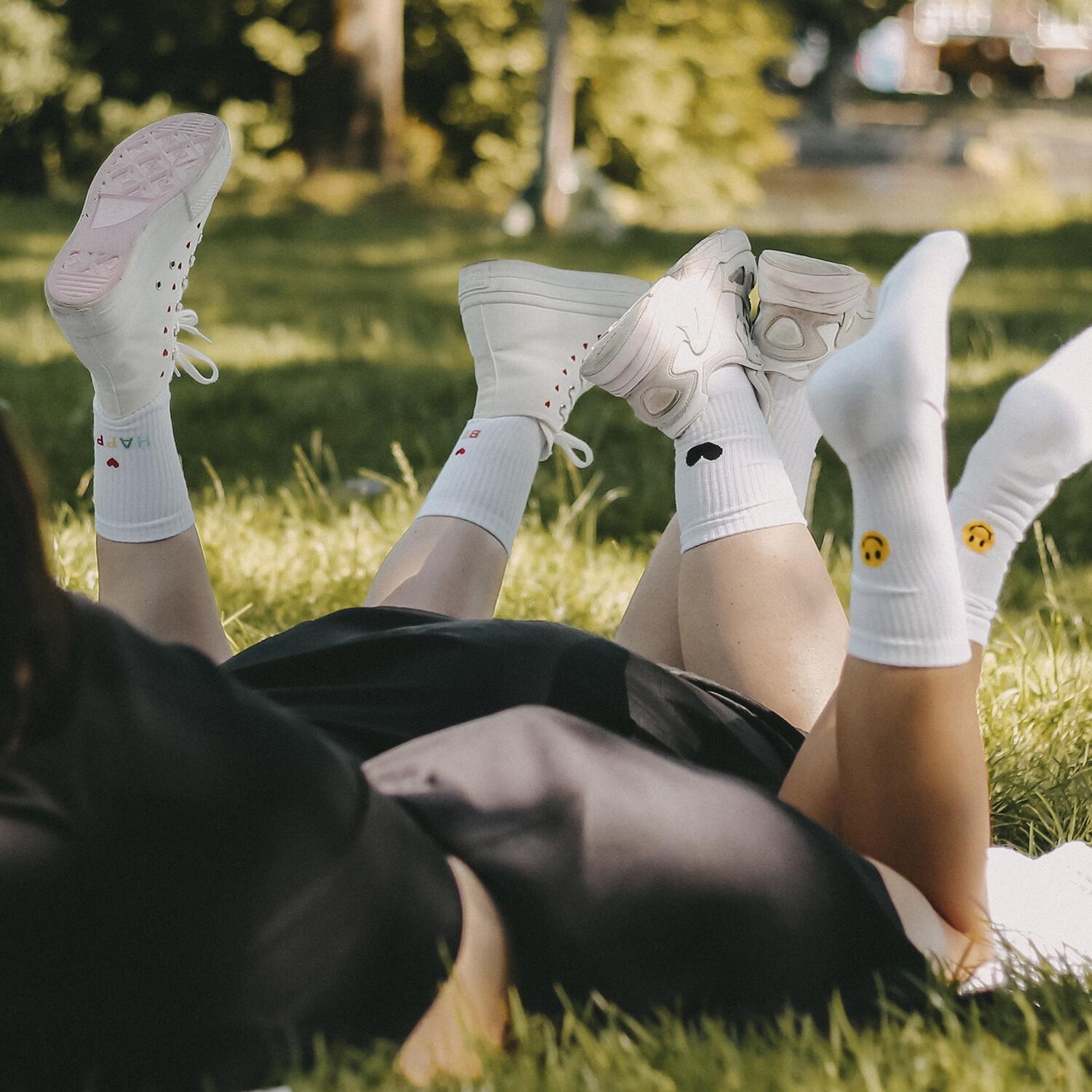 Socken "Smiley gelb" (Weiß)