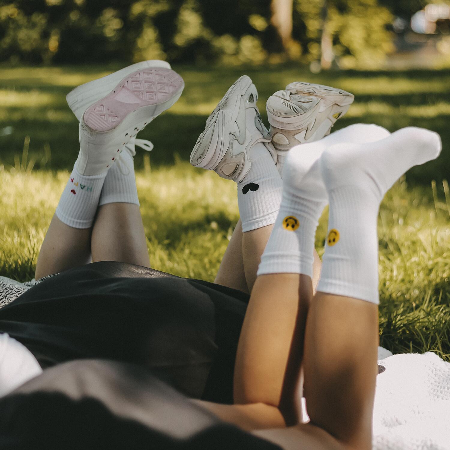 Socken "Smiley gelb" (Weiß)