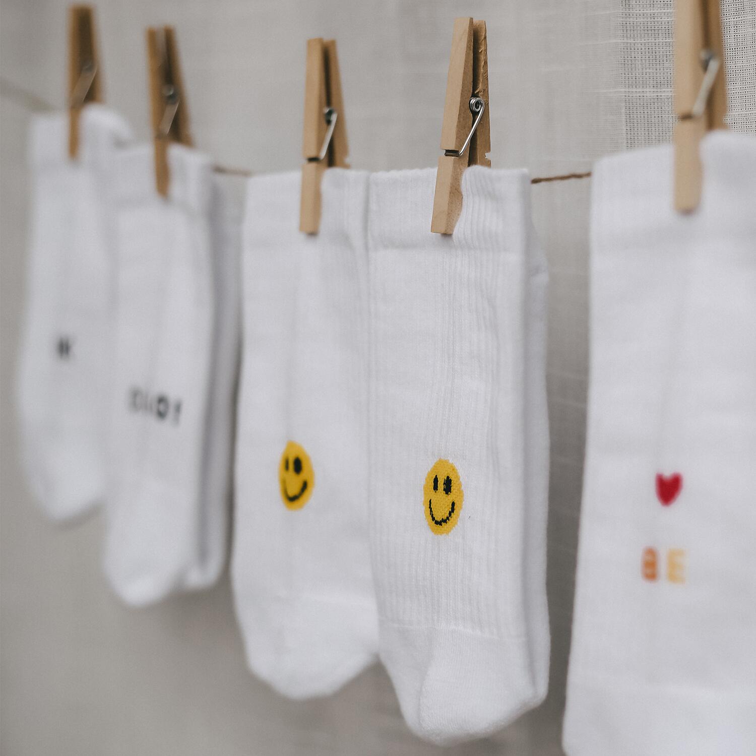 Socken "Smiley gelb" (Weiß)