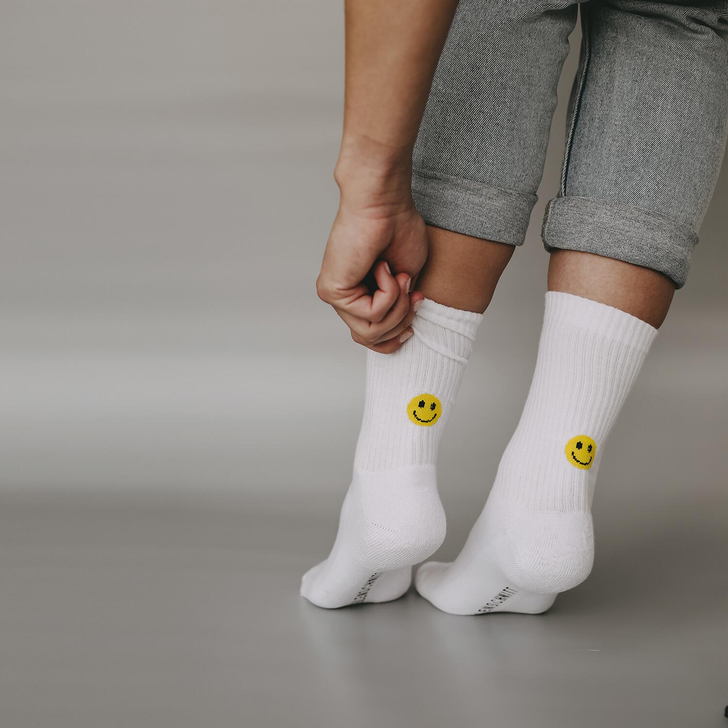 Socken "Smiley gelb" (Weiß)