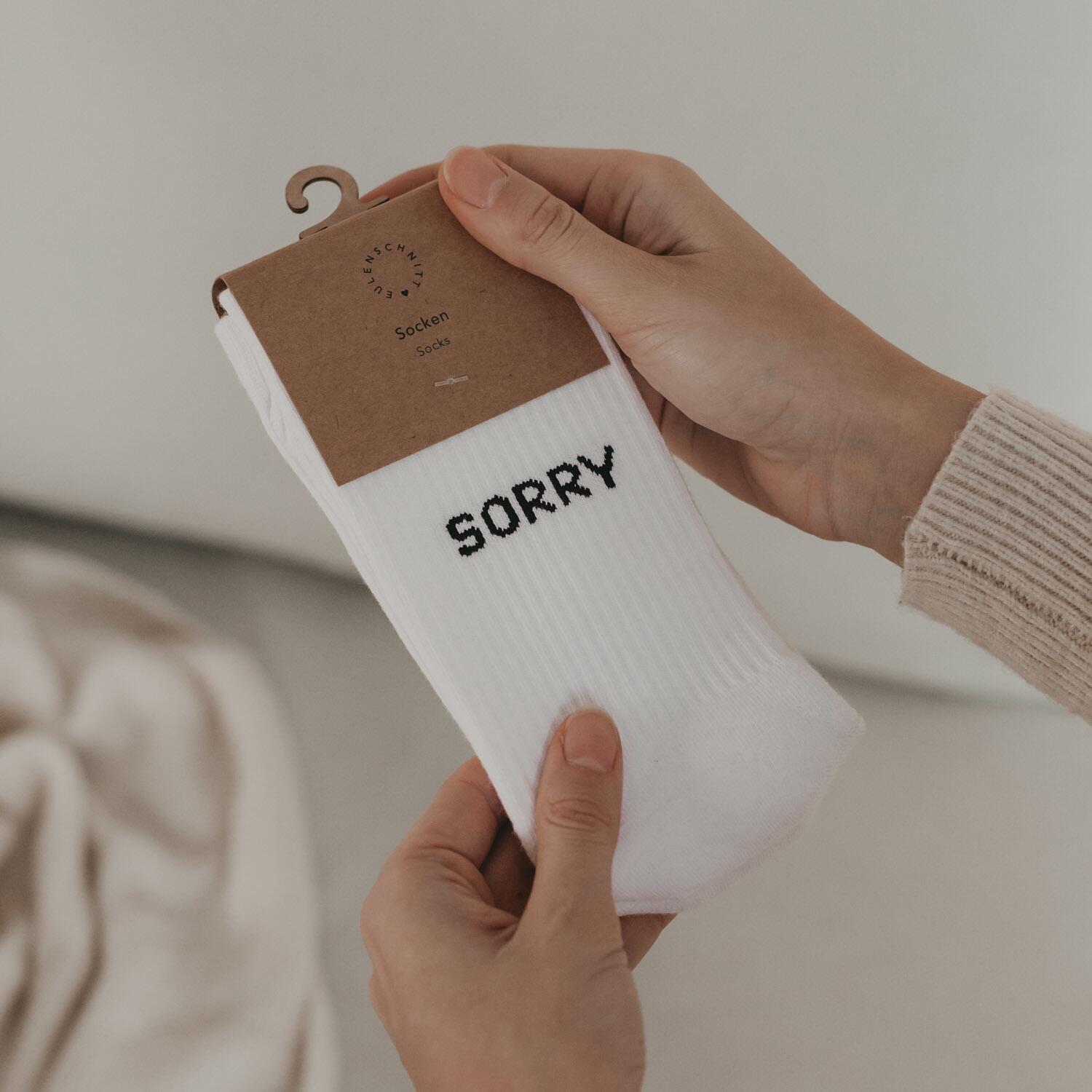 Socken "Sorry not sorry" (Weiß)