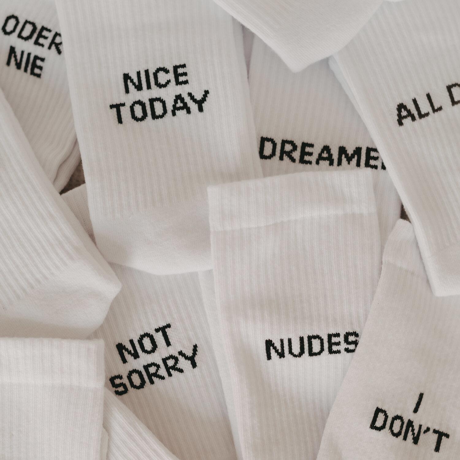 Socken "Sorry not sorry" (Weiß)
