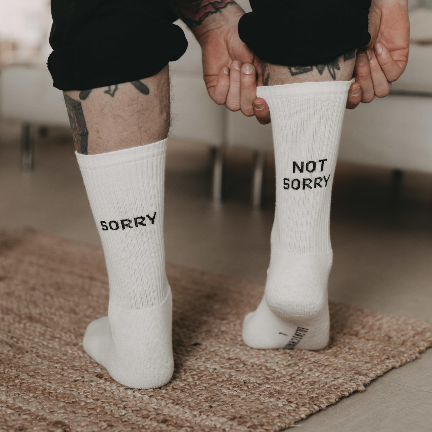 Socken "Sorry not sorry" (Weiß)