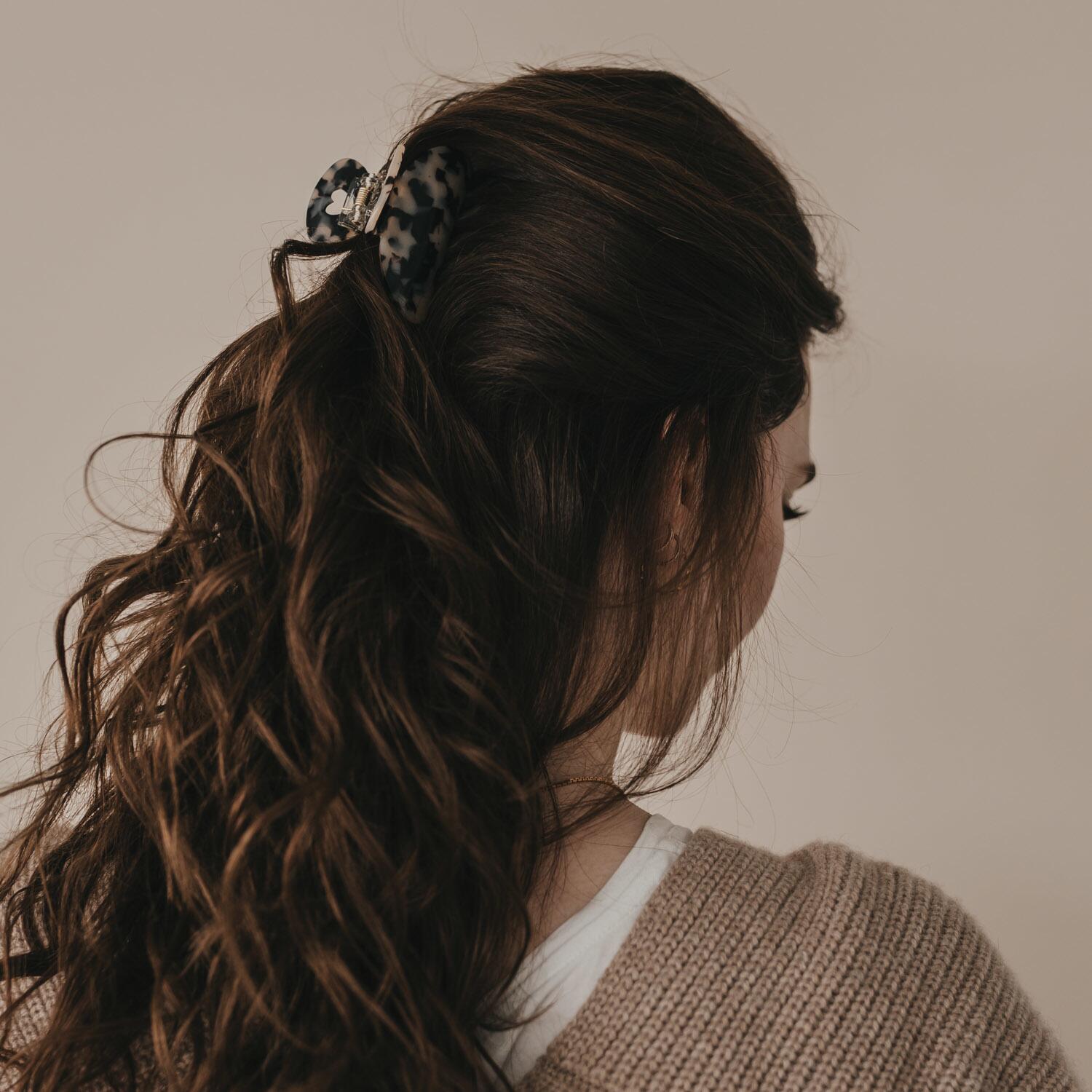 Große Haarspange "Herz" (Braun/Schwarz) Eulenschnitt