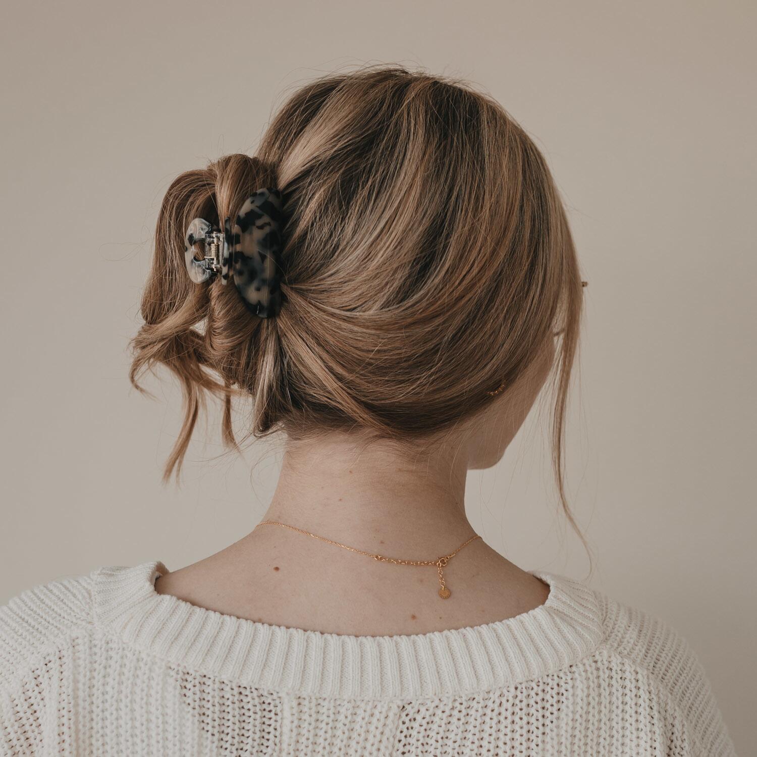 Große Haarspange "Herz" (Braun/Schwarz) Eulenschnitt