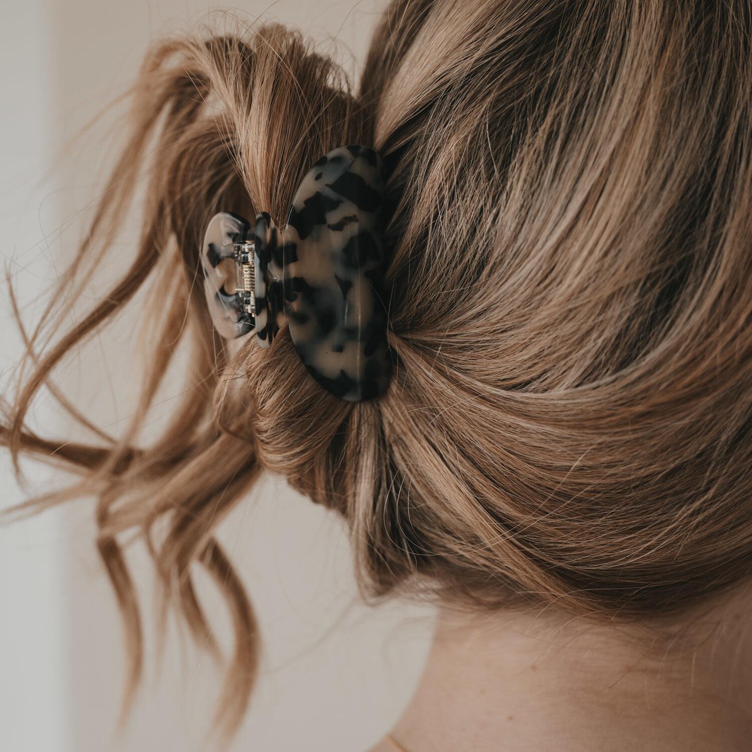 Große Haarspange "Herz" (Braun/Schwarz) Eulenschnitt