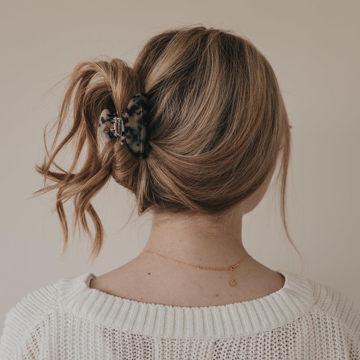 Große Haarspange "Herz" (Braun/Schwarz) Eulenschnitt