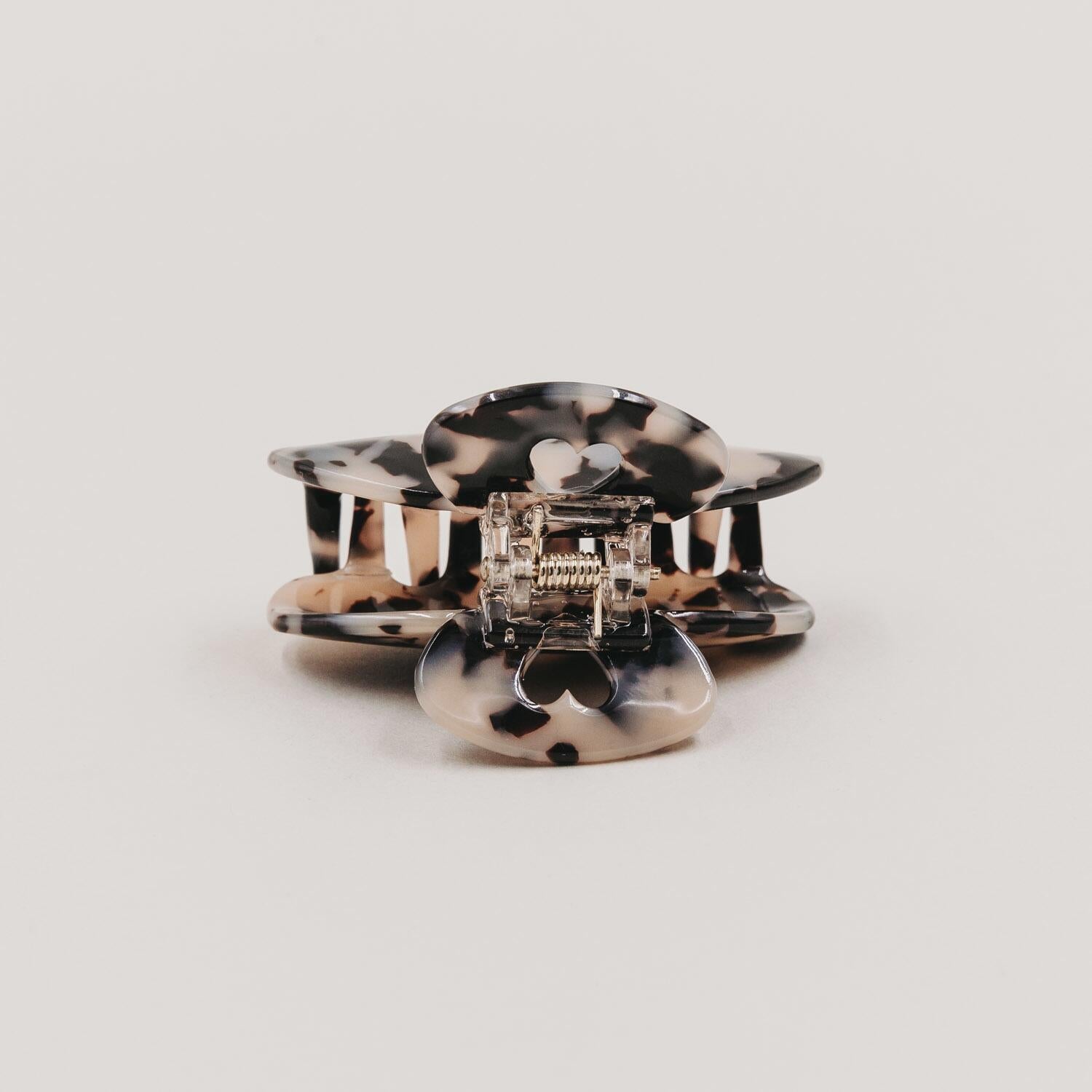 Große Haarspange "Herz" (Braun/Schwarz) Eulenschnitt