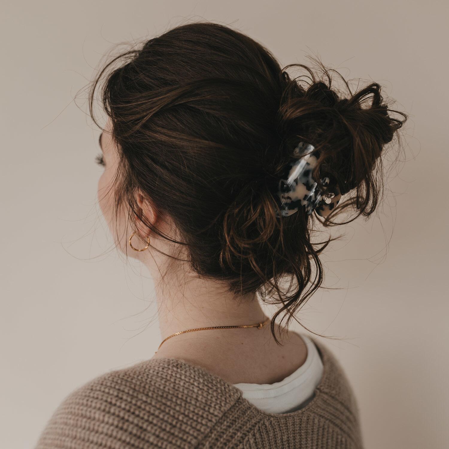 Große Haarspange "Herz" (Braun/Schwarz) Eulenschnitt