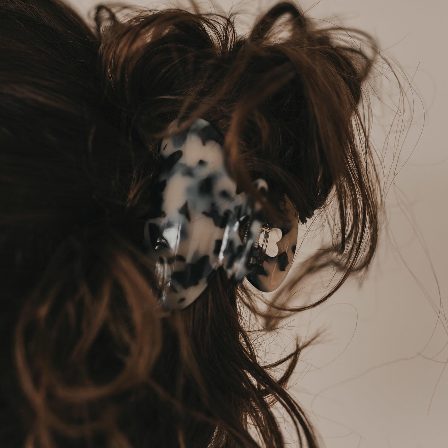 Große Haarspange "Herz" (Braun/Schwarz) Eulenschnitt