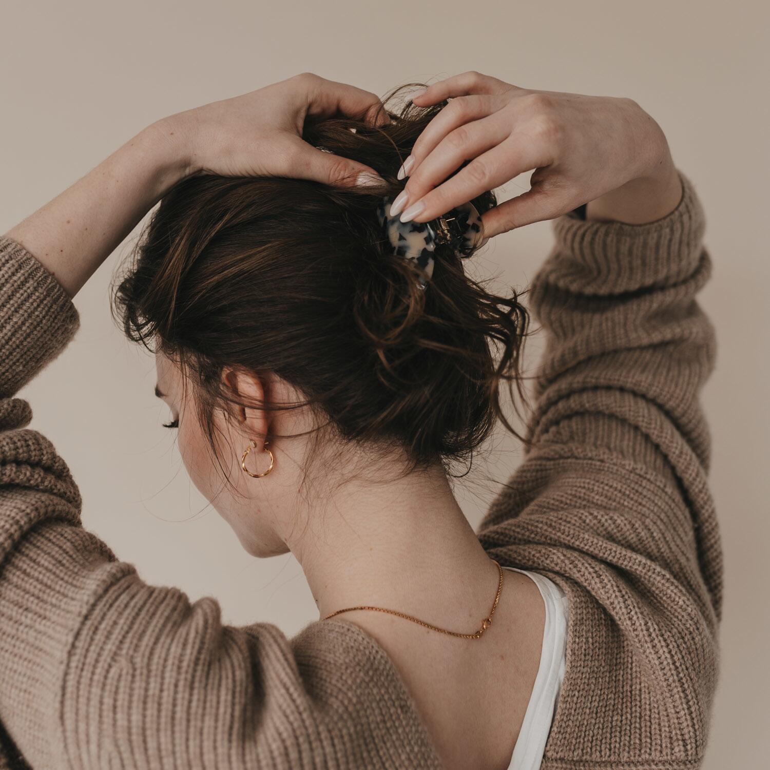 Große Haarspange "Herz" (Braun/Schwarz) Eulenschnitt