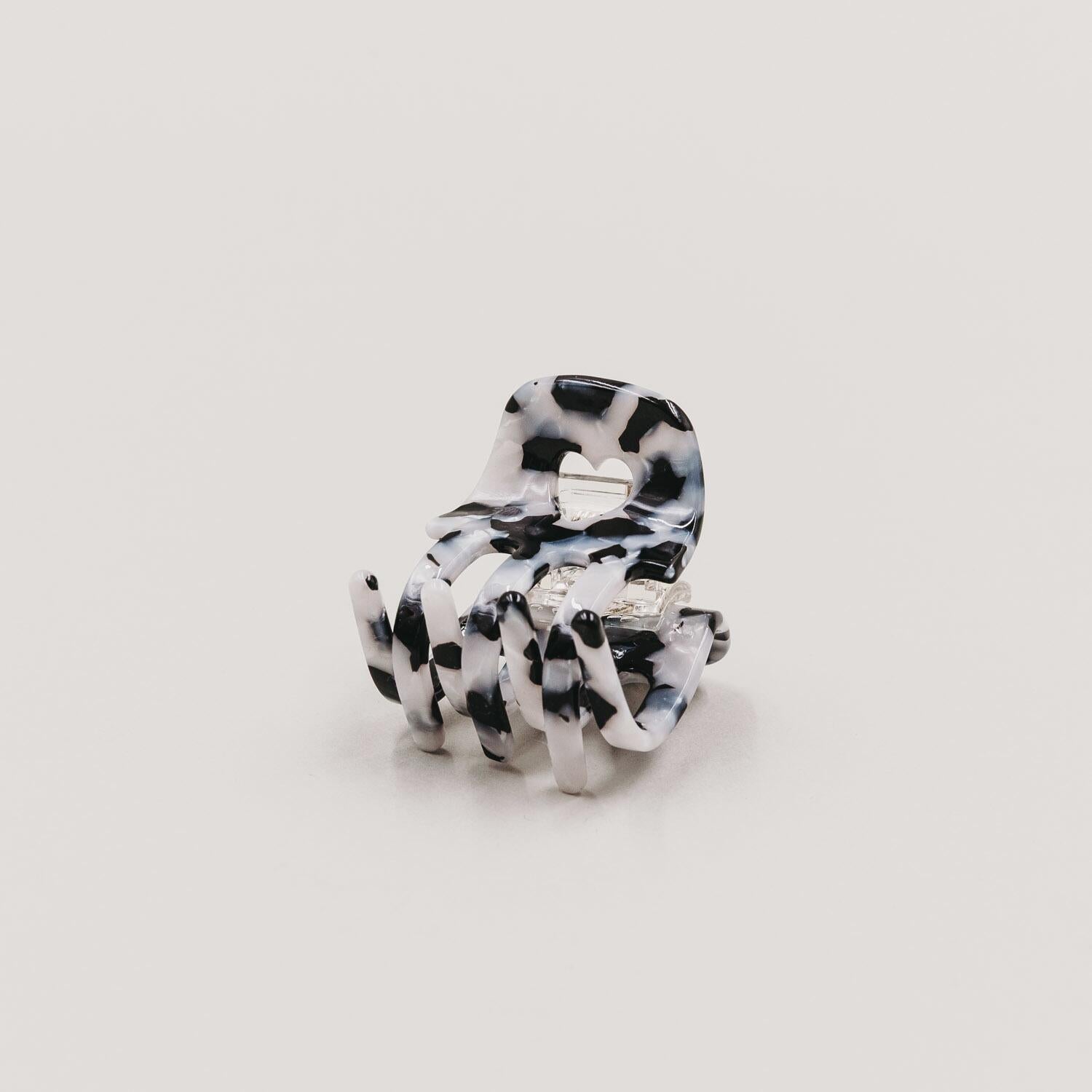 Kleine Haarspange "Herz" (Schwarz/Pearl)