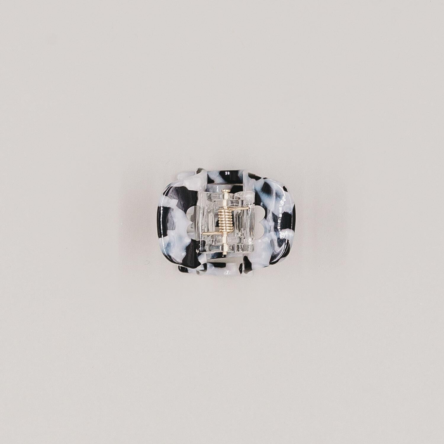 Kleine Haarspange "Herz" (Schwarz/Pearl)