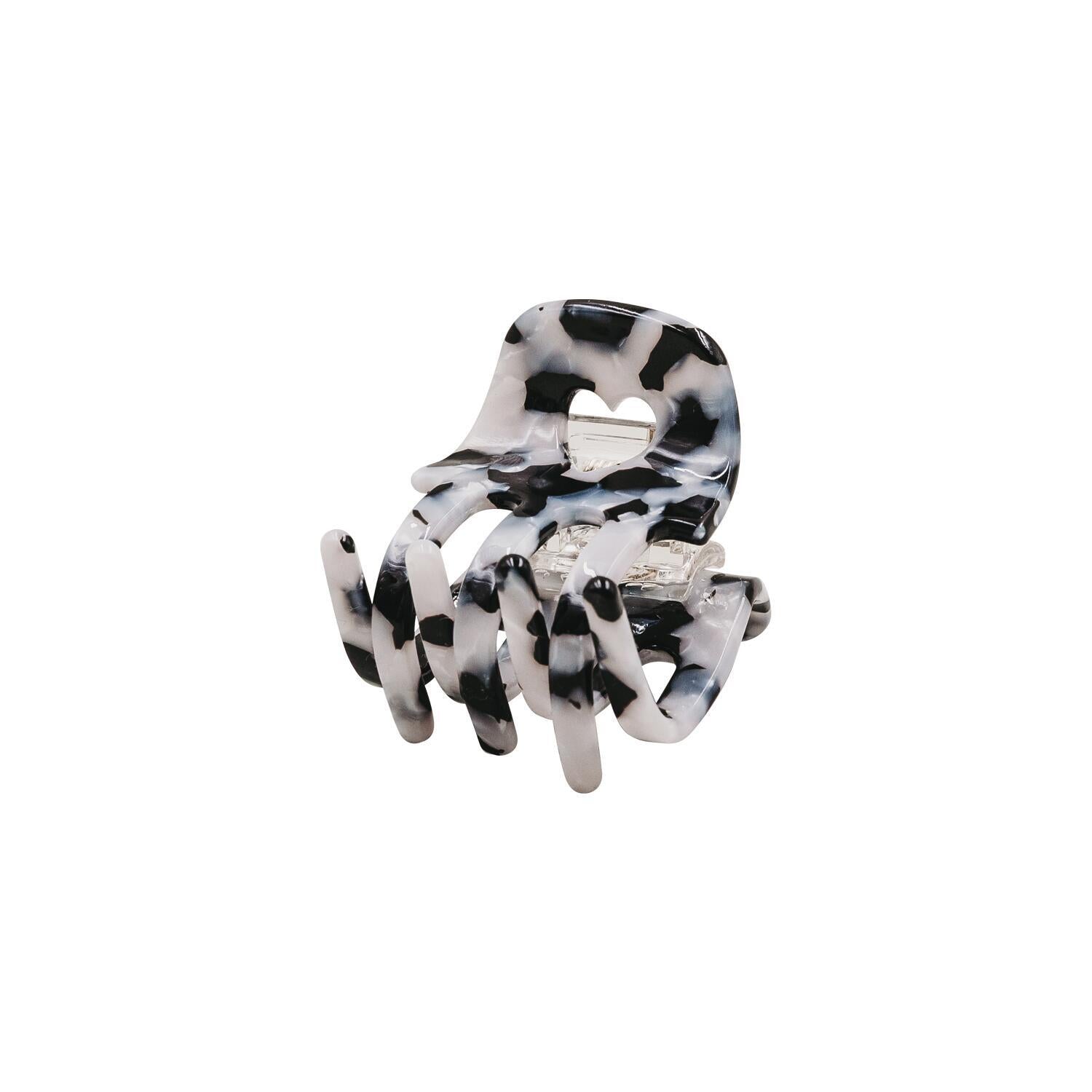 Kleine Haarspange "Herz" (Schwarz/Pearl)
