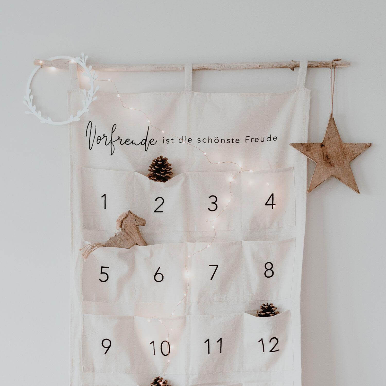 Adventskalender "Vorfreude" - 120x60 cm (Creme)