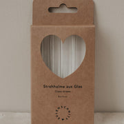Glas-Strohhalme "Smileys" im 4er-Set - 13 cm (Transparent/Weiß)