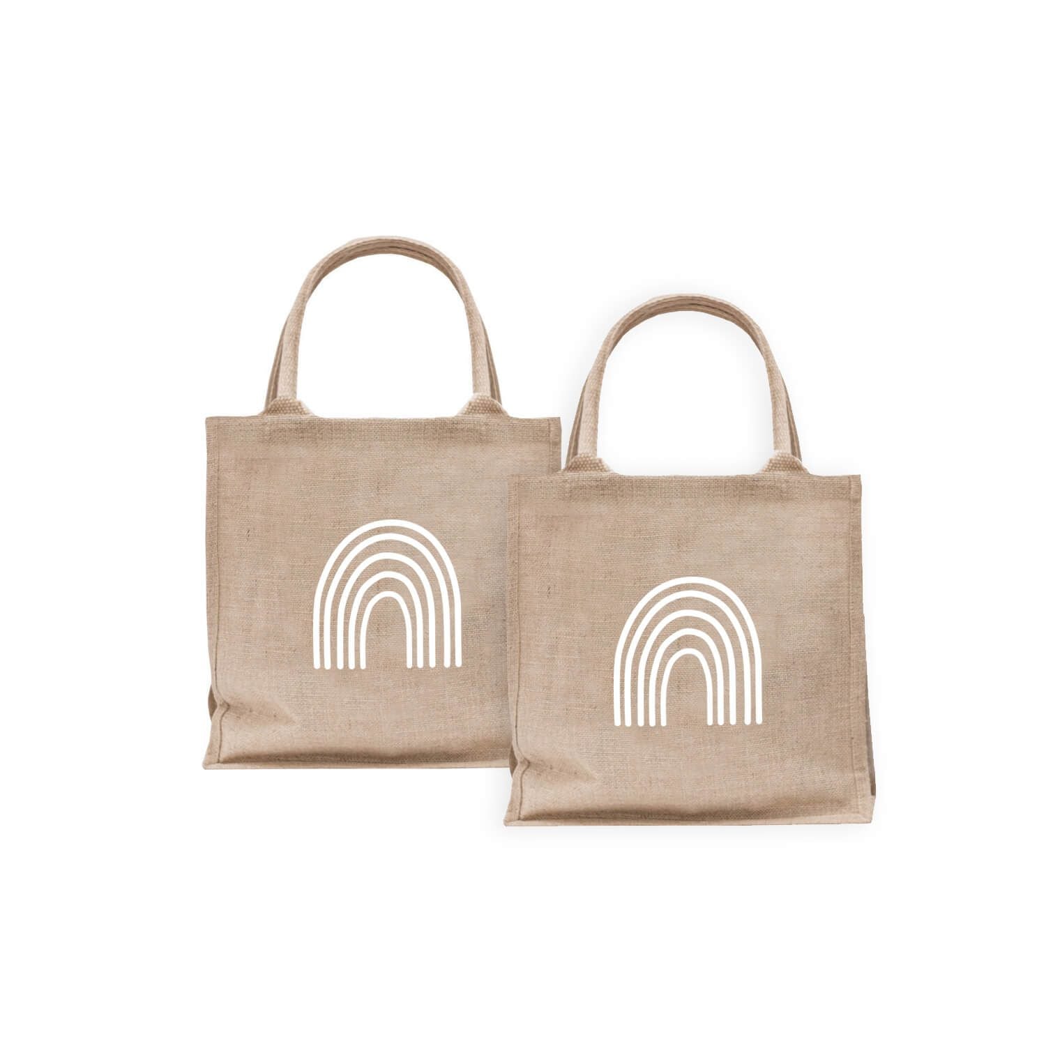 Mini Jute-Shopper "Regenbogen" - 2er-Set (Natur)