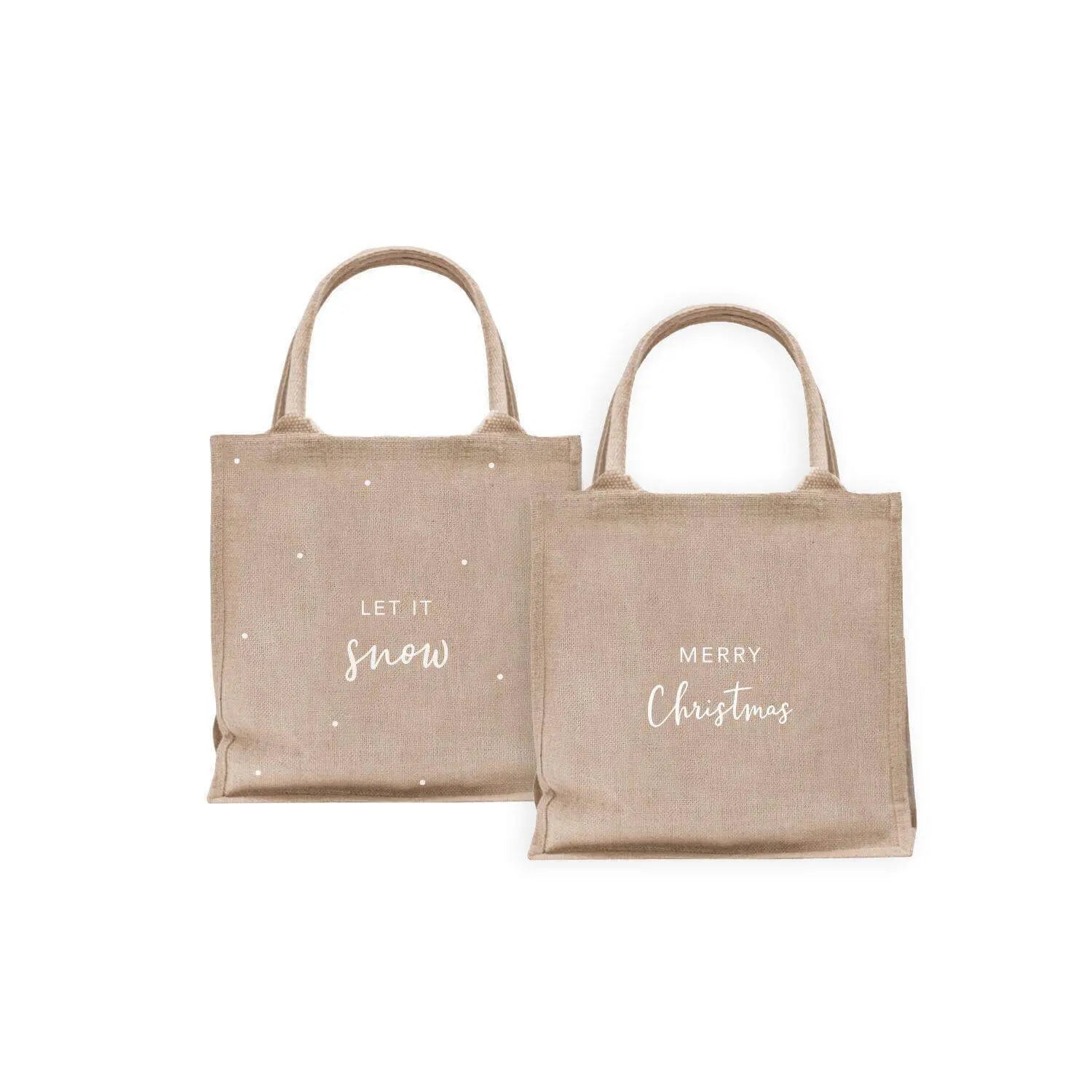 Mini Jute Shopper "Christmas" - 23x23x10 cm (Natur) Eulenschnitt