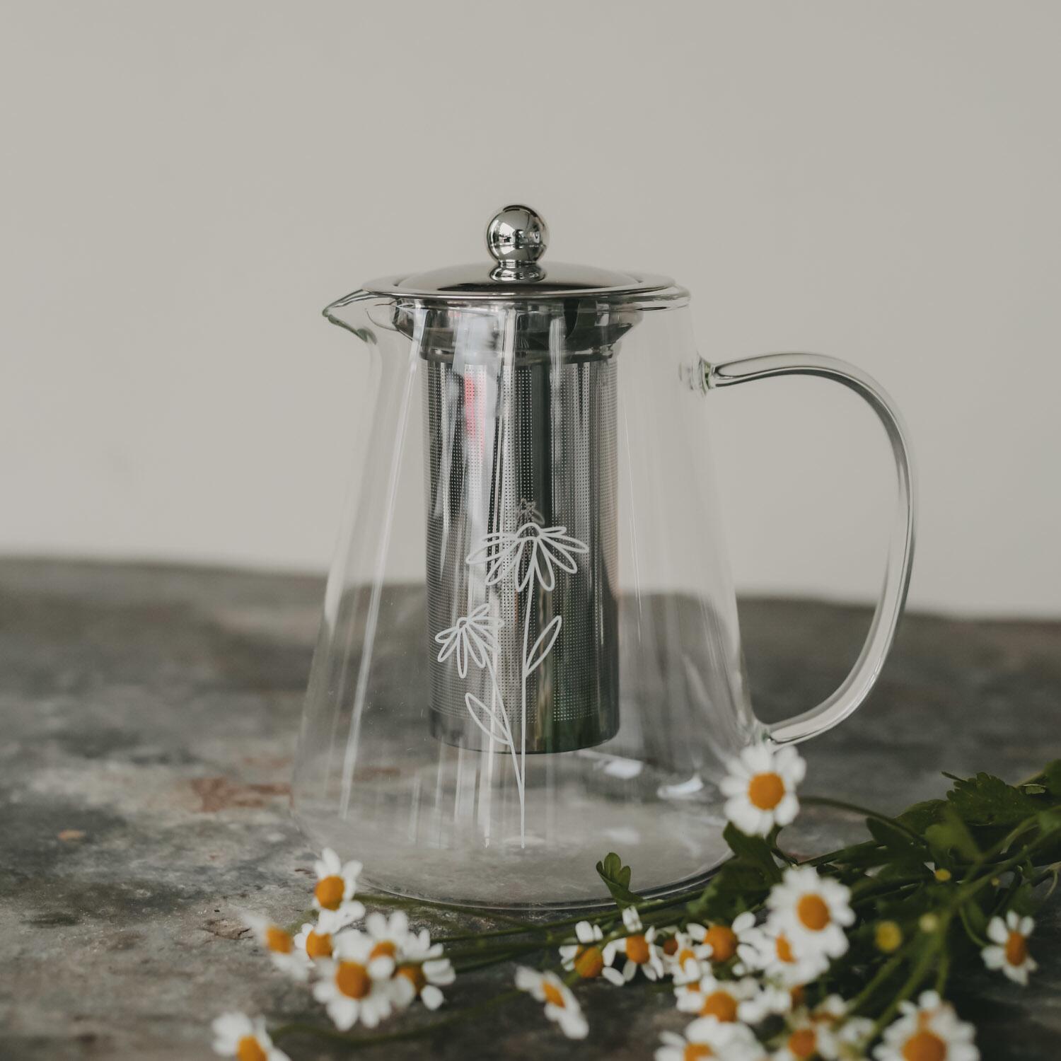 Teekanne "Daisy" - 1,2 l (Transparent/Weiß)