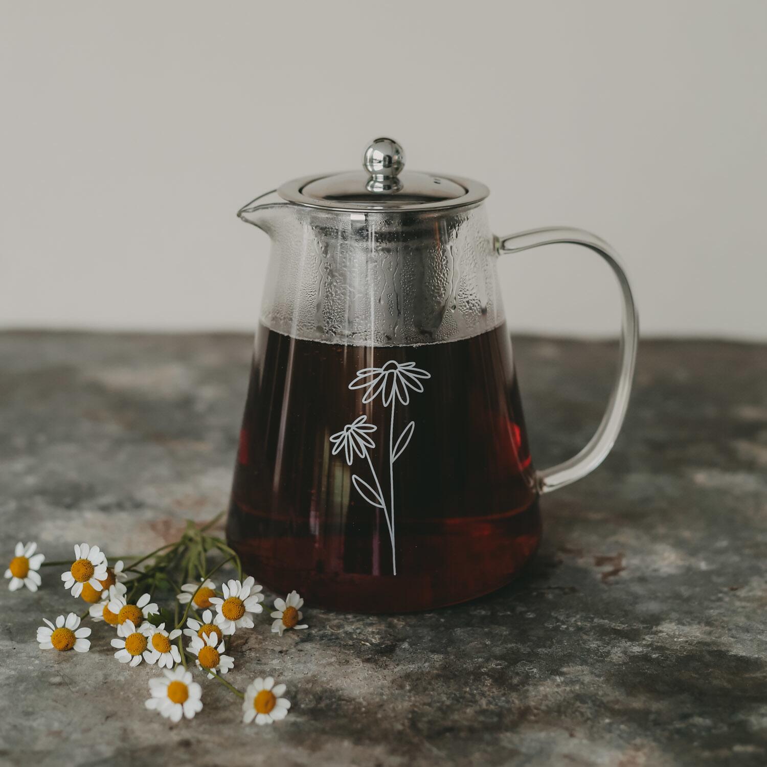 Teekanne "Daisy" - 1,2 l (Transparent/Weiß)