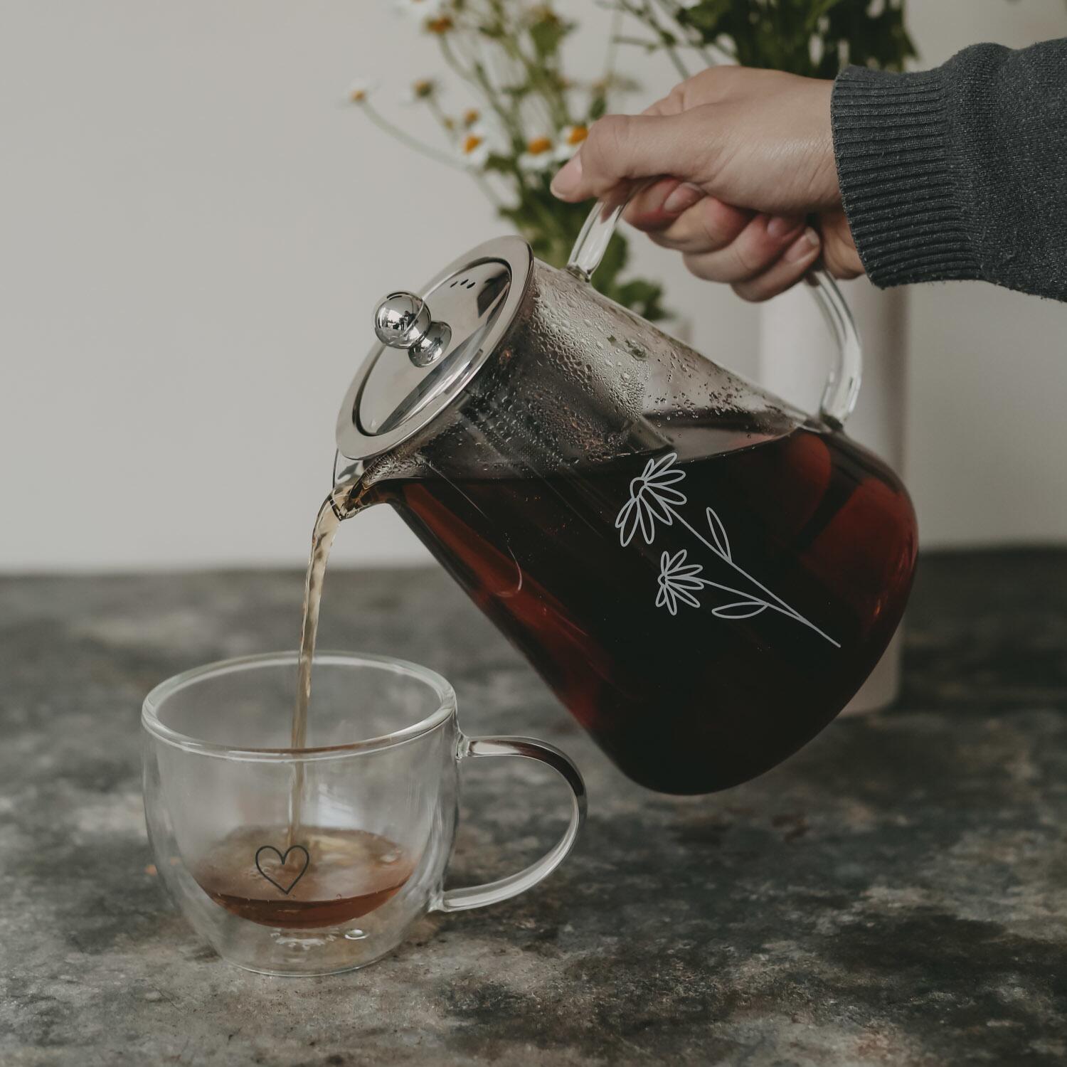 Teekanne "Daisy" - 1,2 l (Transparent/Weiß)