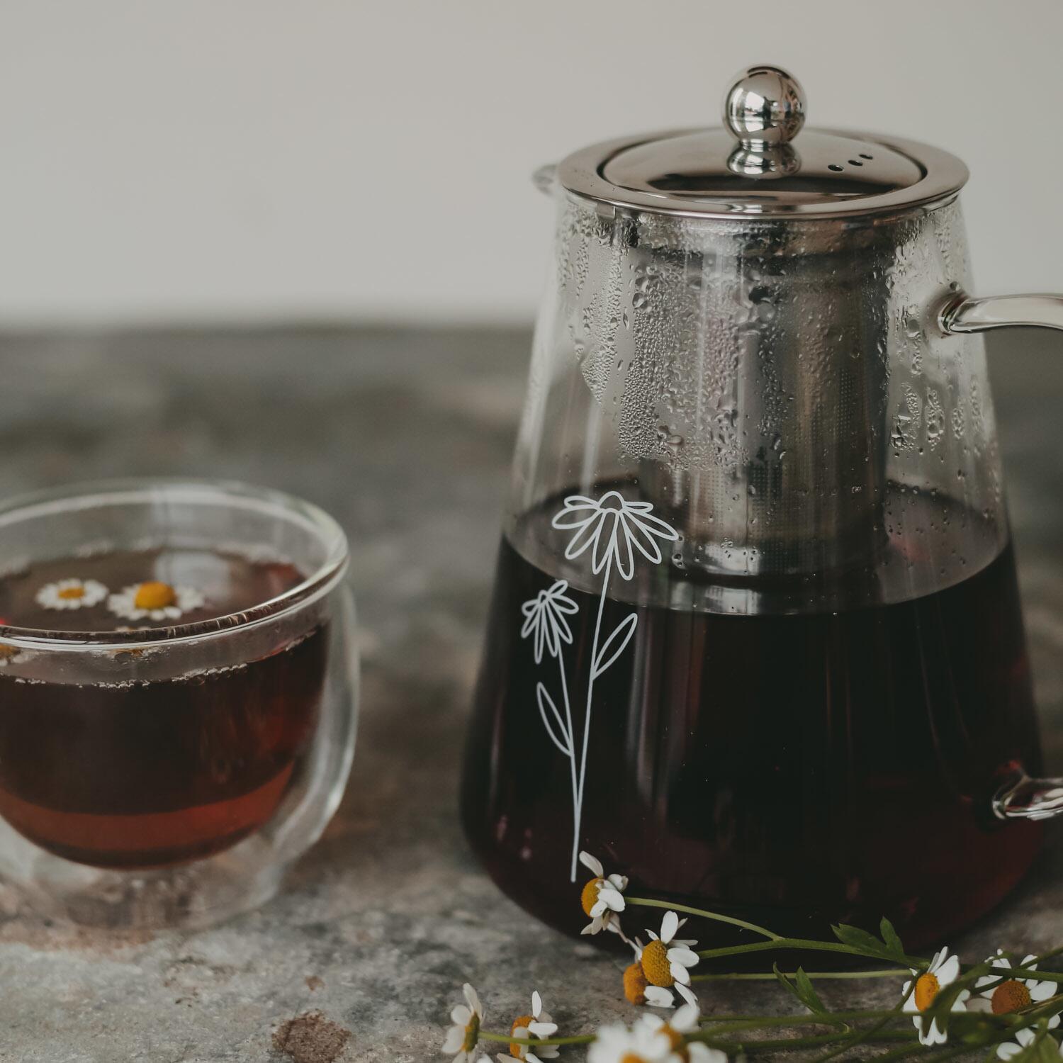Teekanne "Daisy" - 1,2 l (Transparent/Weiß)