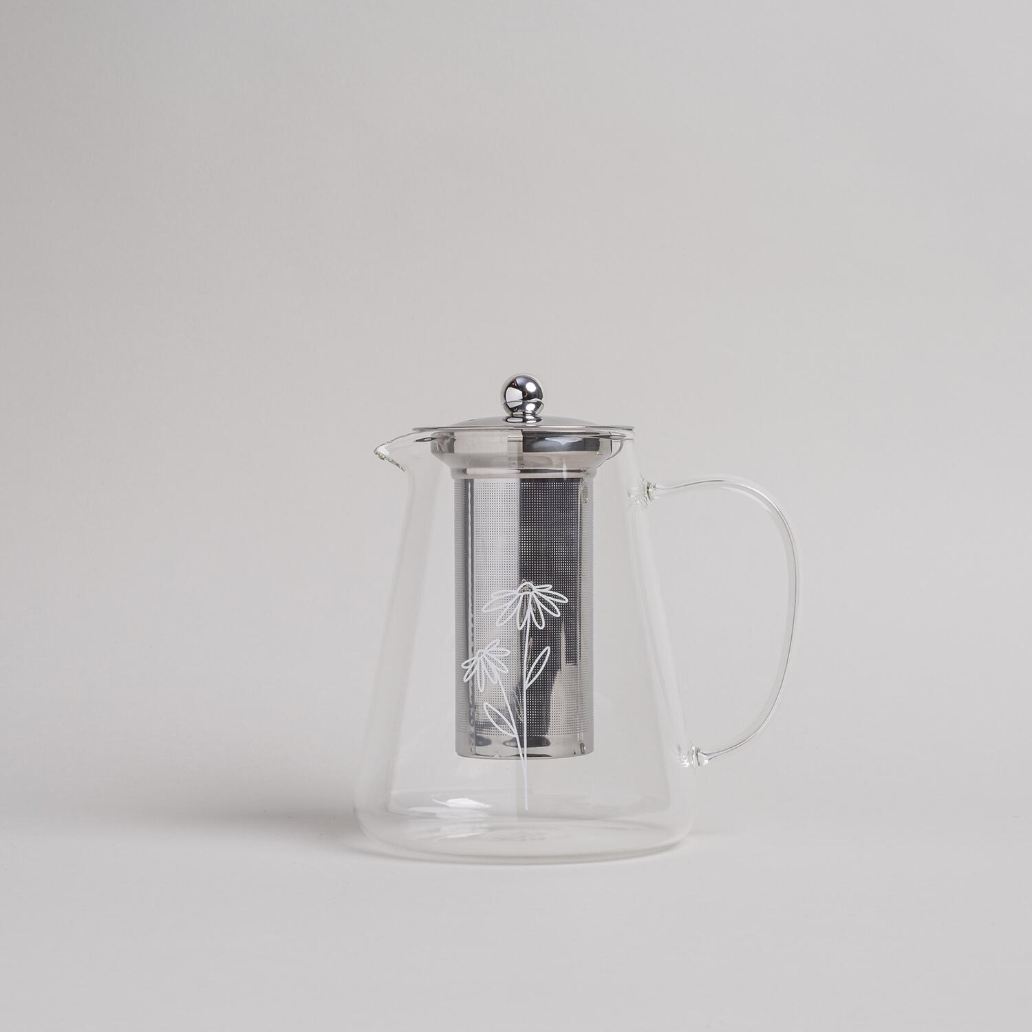 Teekanne "Daisy" - 1,2 l (Transparent/Weiß)