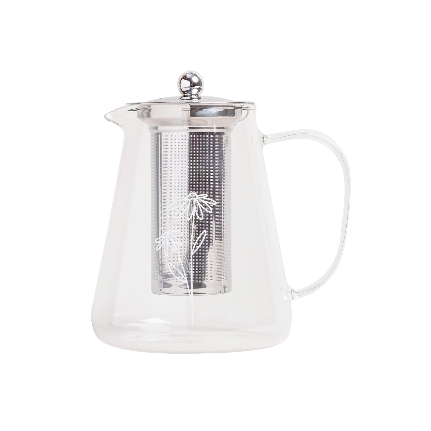 Teekanne "Daisy" - 1,2 l (Transparent/Weiß)