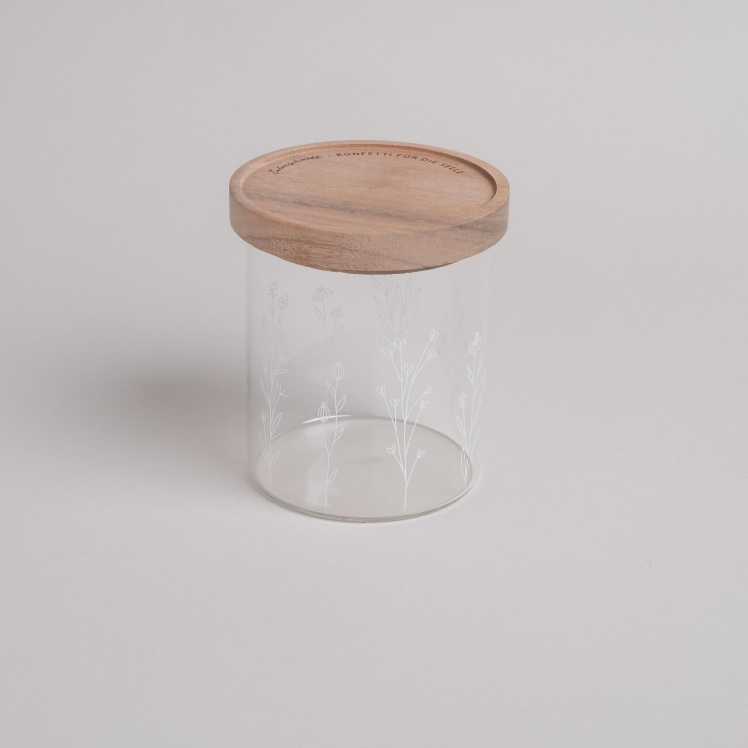 Vorratsglas "Blumenwiese" - 13 cm (Natur/Transparent)