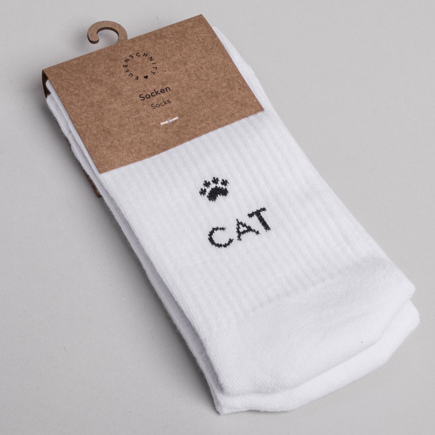 Socken "Cat Lover" - 39-42 (Weiß) Eulenschnitt