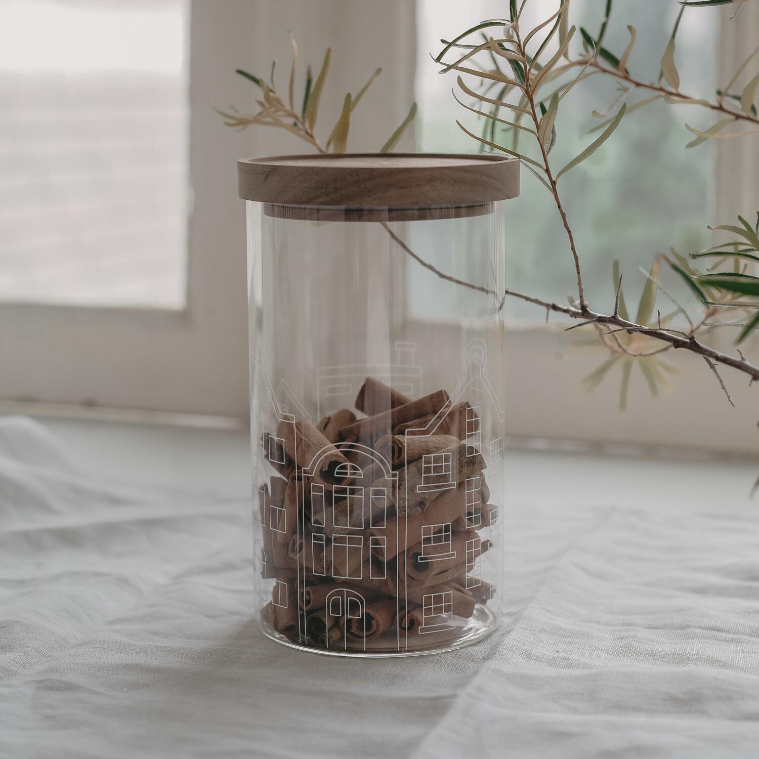 Vorratsglas "Häuser" - 9,5x19 cm (Transparent)