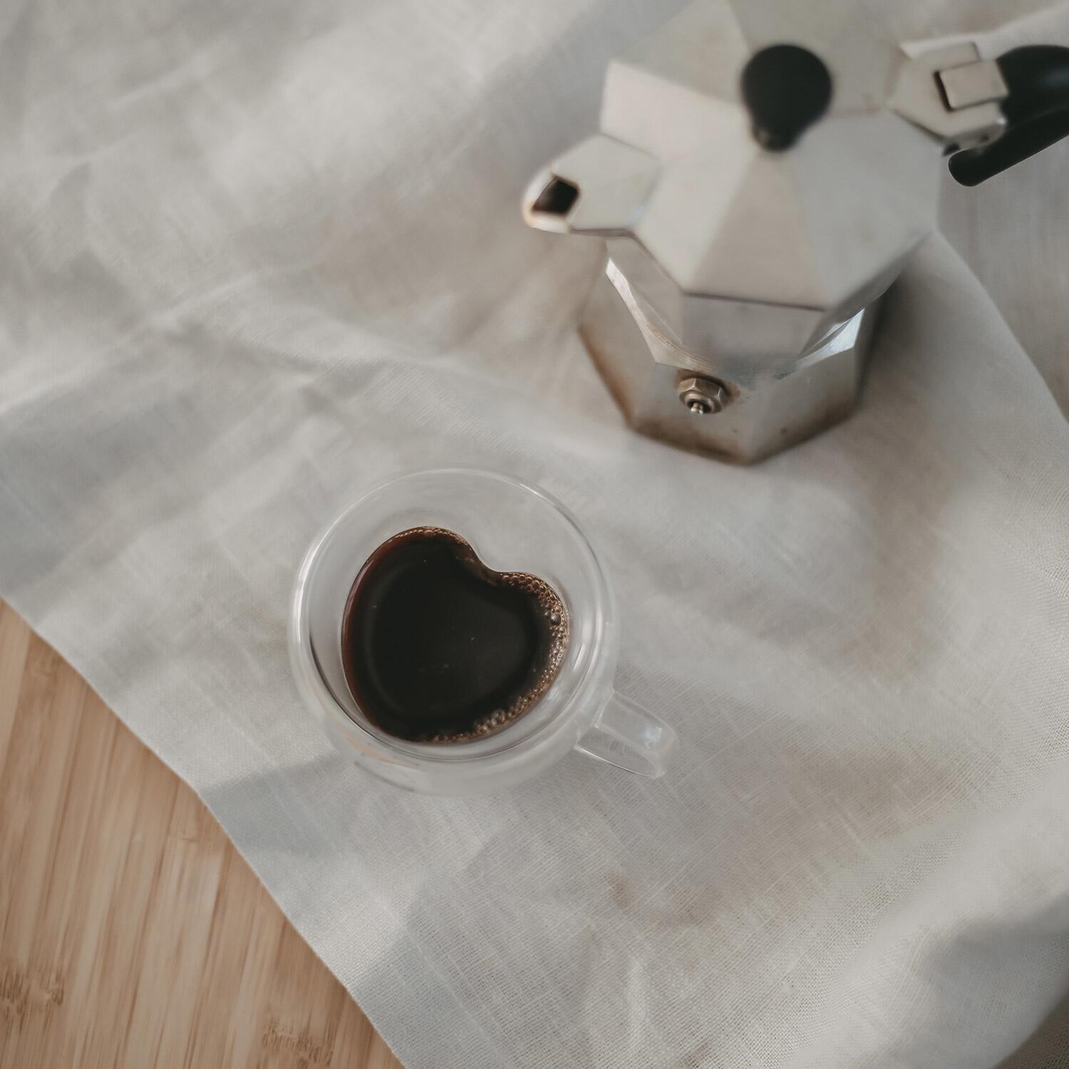 Doppelwandiges Espressoglas "Herz" mit Henkel - 100 ml (Transparent)