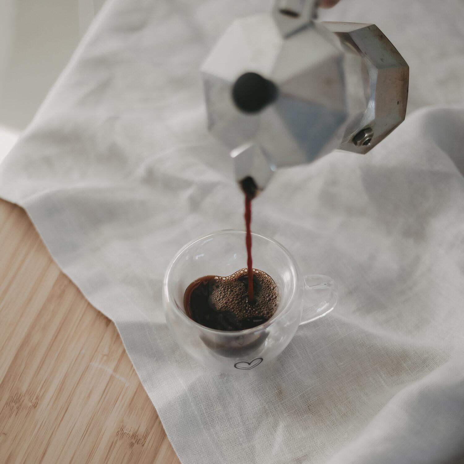 Doppelwandiges Espressoglas "Herz" mit Henkel - 100 ml (Transparent)