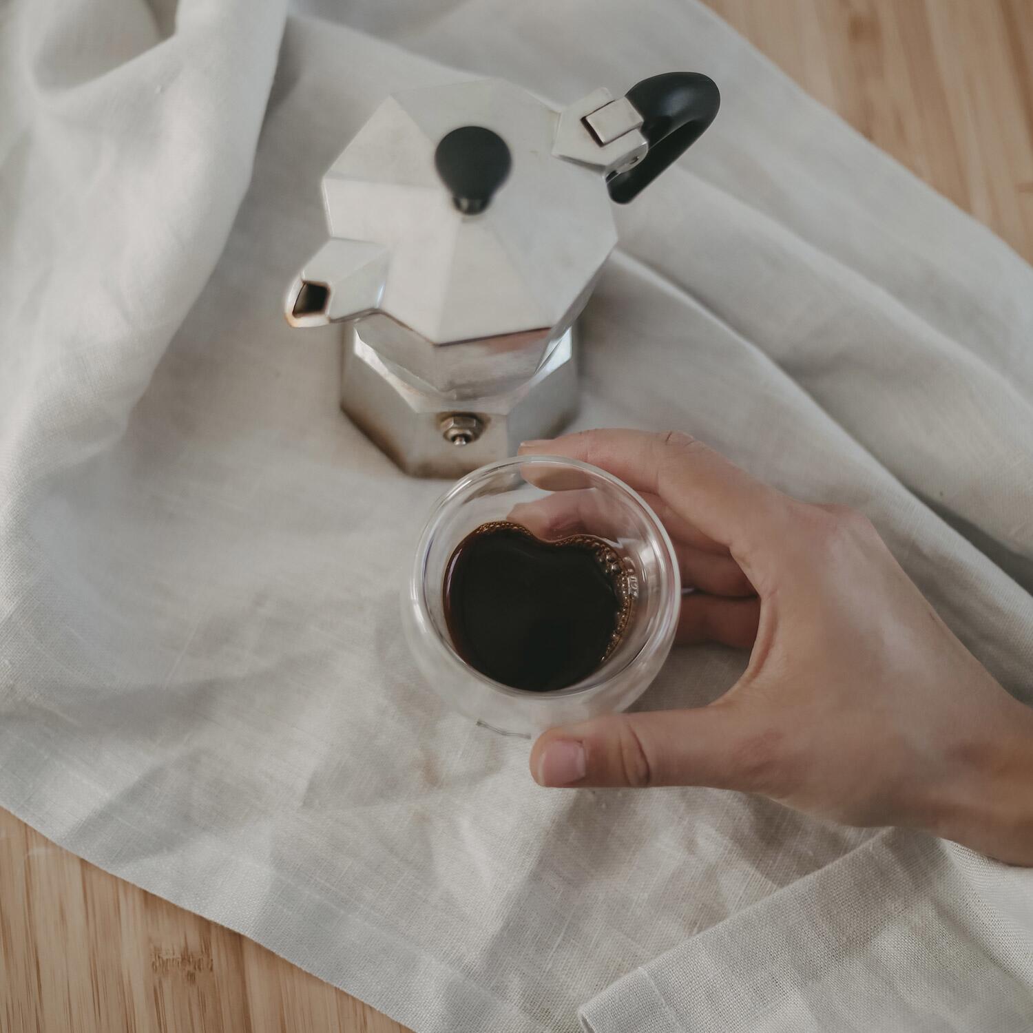 Doppelwandiges Espressoglas "Herz" ohne Henkel - 100 ml (Transparent)