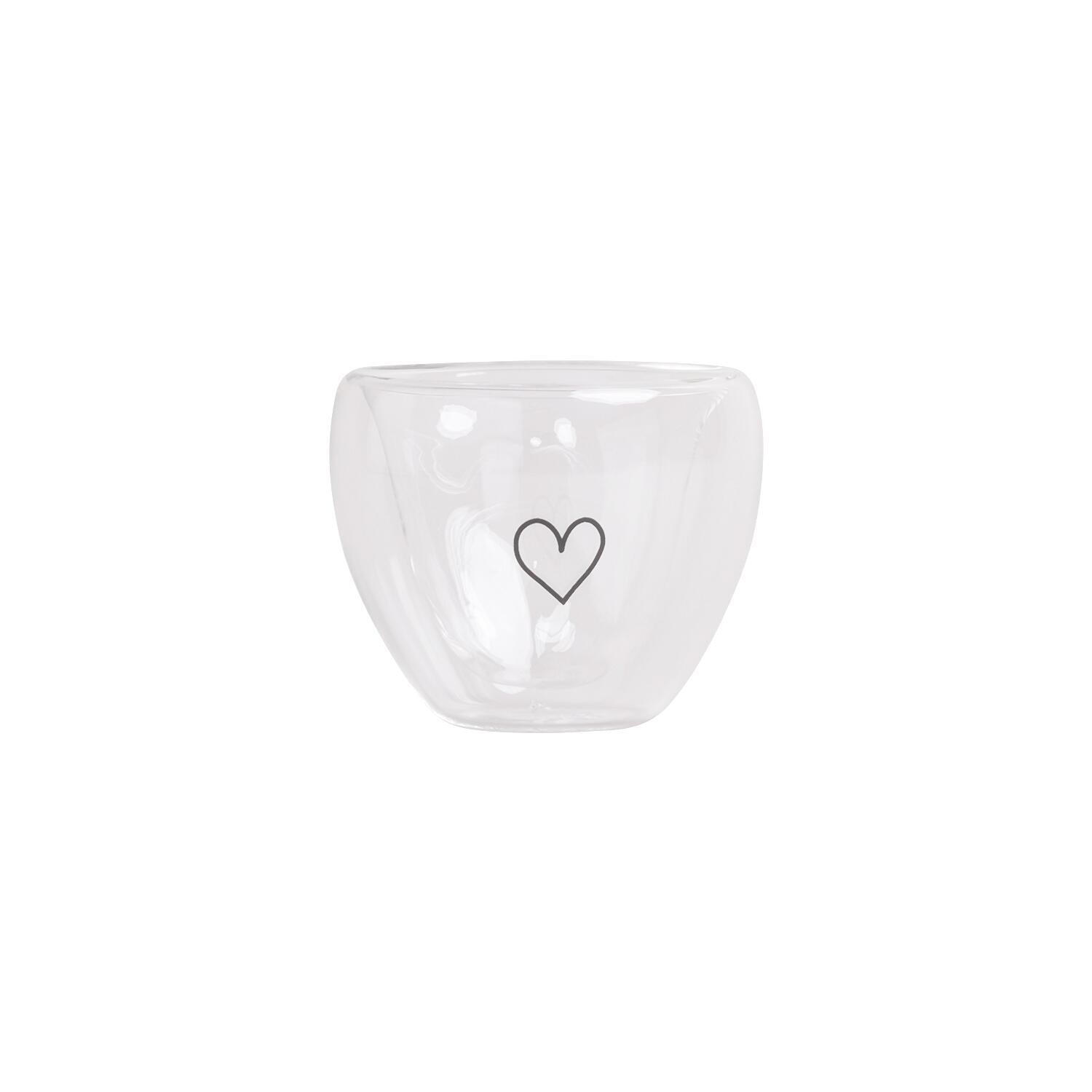 Doppelwandiges Espressoglas "Herz" ohne Henkel - 100 ml (Transparent)