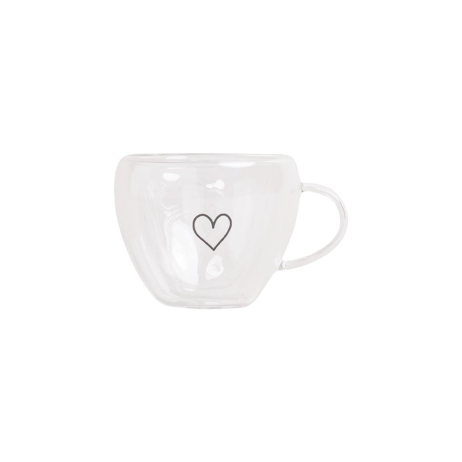 Doppelwandiges Espressoglas "Herz" mit Henkel - 100 ml (Transparent)