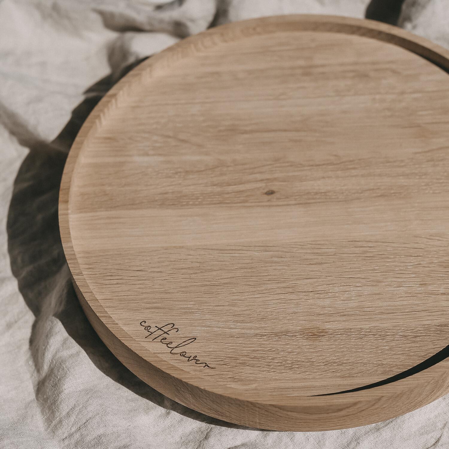 Drehteller aus Eiche "Coffeelover" - 28 cm (Natur)