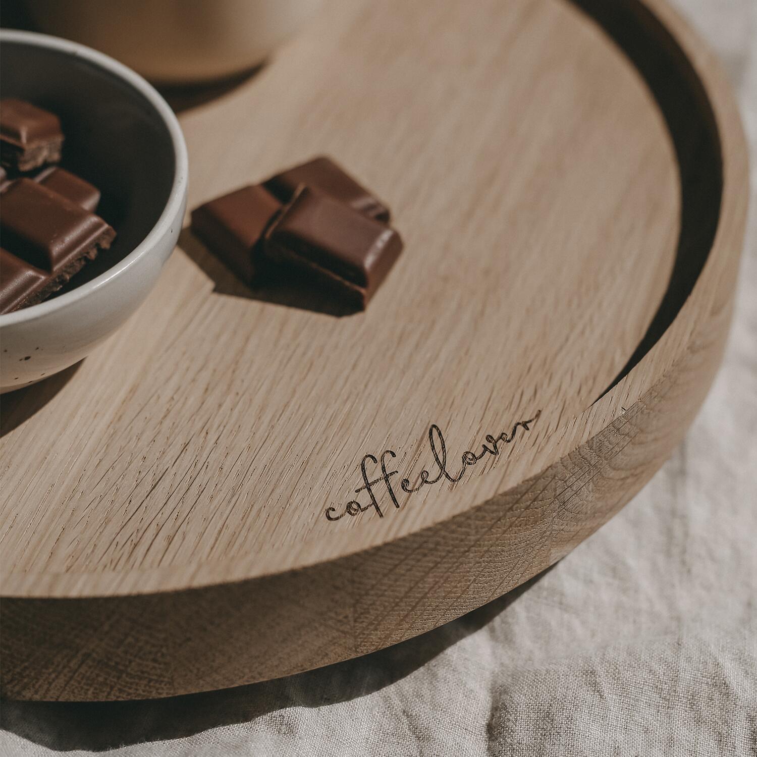 Drehteller aus Eiche "Coffeelover" - 28 cm (Natur)